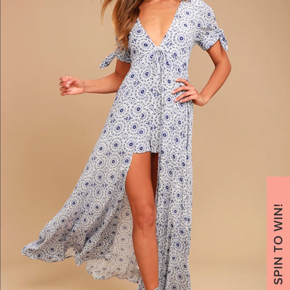 Lulus in my daydreams blue and white romper
